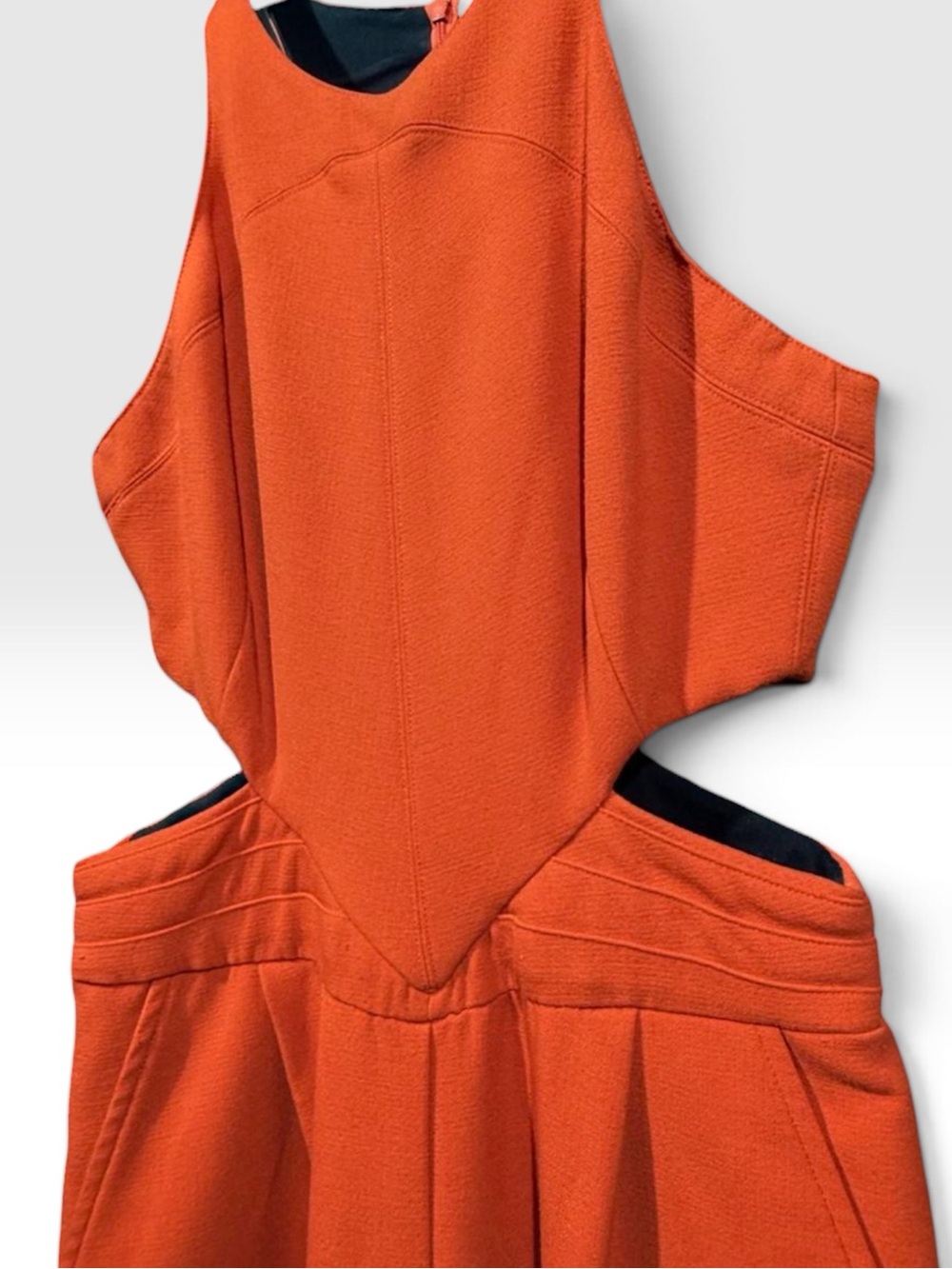 Hunter Bell Orange Katie Cut-Out Jumpsuit Sz 4 + Sony Picture Studio Costume Tag - Picture 3 of 7